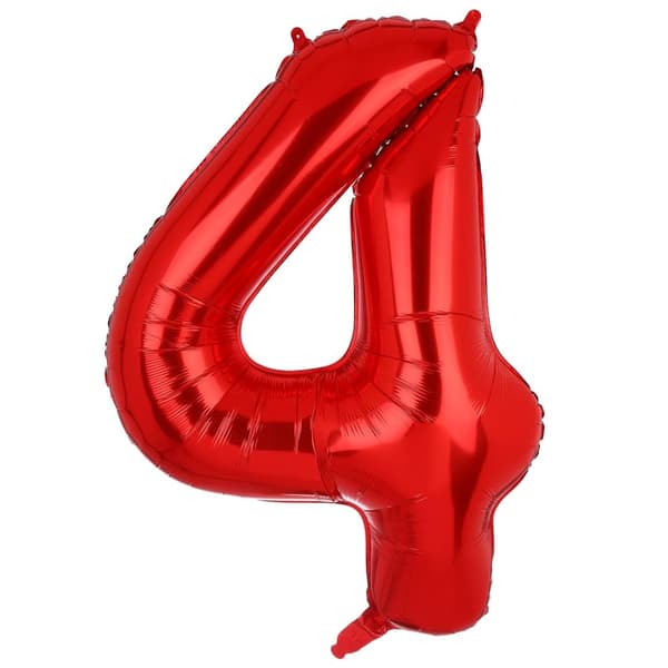 Unique Party 4 Glitz Number Balloon Red One Size