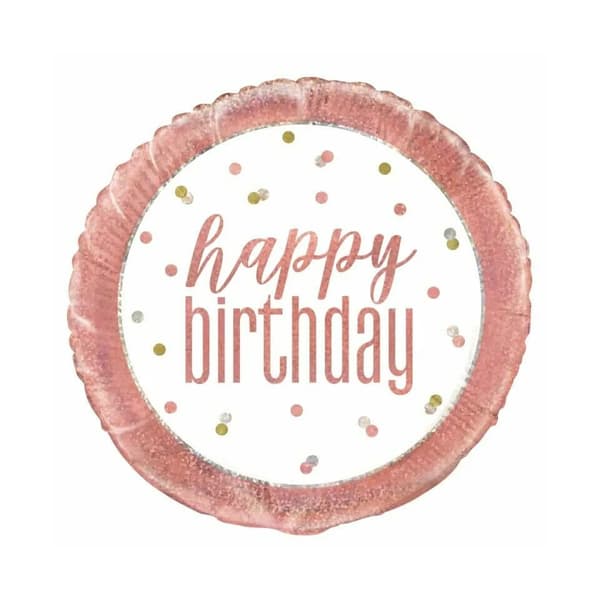 Unique Party Glitz Grattis på födelsedagen folieballong Rose Gold/White One Size