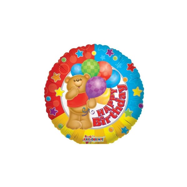 Teddy Bear Happy Birthday Foil Balloon Multicoloured One Size