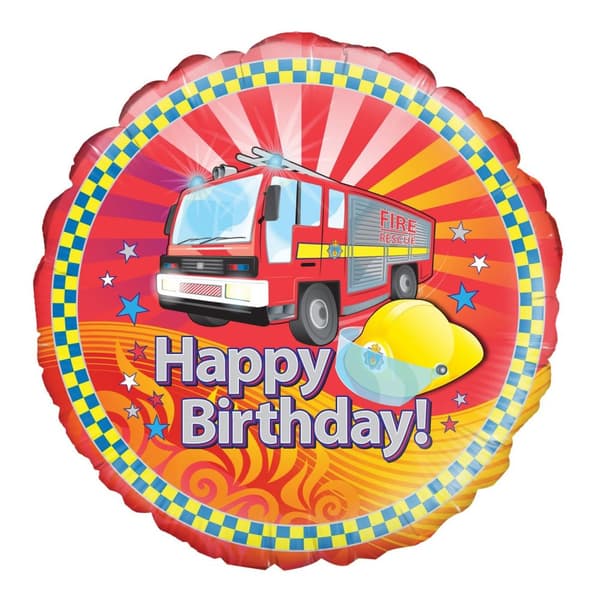 Oaktree Fire Engine Happy Birthday Foil Balloon Multicoloured One Size