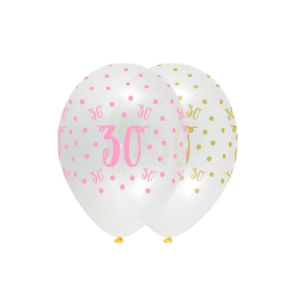 Creative Party Latex 30th Birthday Balloons (Pack of 50) Yellow/Pink One Size
