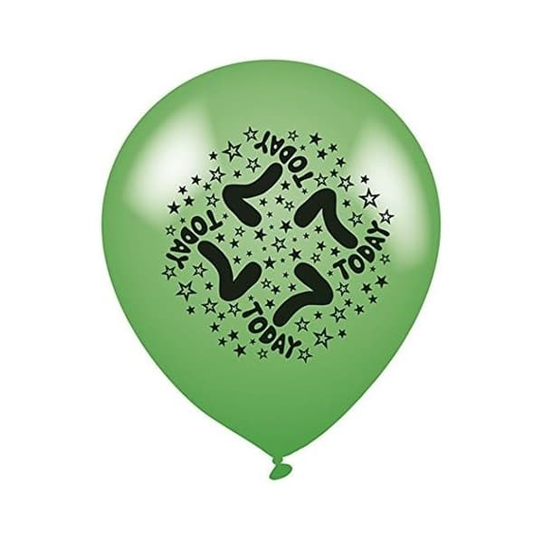 Latex Stars 7th Birthday Balloons (Pack of 6) Green/Black One Size