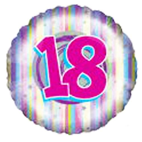 Stripe 18th Foil Balloon Grey/Pink One Size
