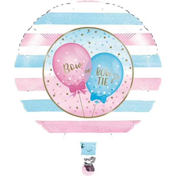 Amscan Bow or Bow Tie Gender Reveal Foil Balloon Blue/Pink/White One Size