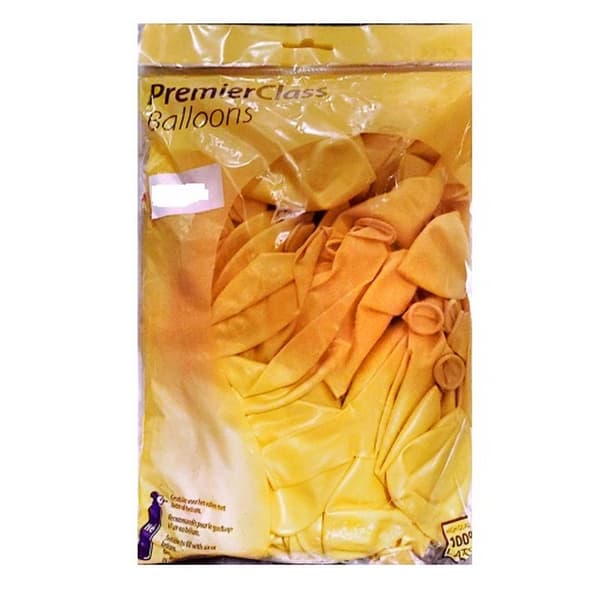 Globos Premier Class Latex Plain Balloons (Pack of 100) Yellow One Size