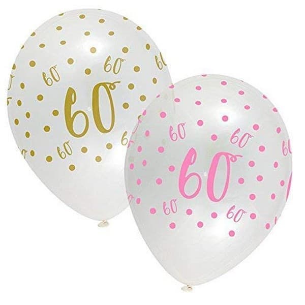 Creative Party Latexballonger för 60-årsdag (6-pack) Pink/Gold One Size