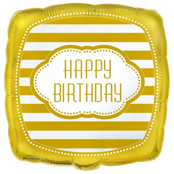 Unique Party Square Happy Birthday Foil Balloon Gold/White One Size