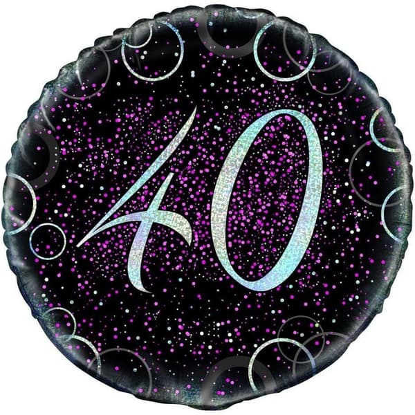 Unique Party Glitz 40-årsdag folieballong Pink/Black One Size