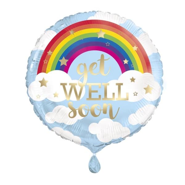 Unique Party Get Well Soon Rainbow Foil Balloon Blue/White One Size