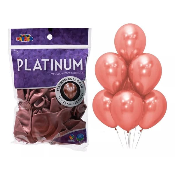 Globos Payaso Platinum Latex Metallic Balloons (Pack of 100) Rose Gold One Size