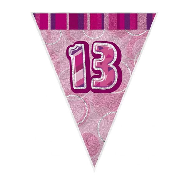 Unique Party Foil 13th Birthday Bunting Glitz Pink One Size