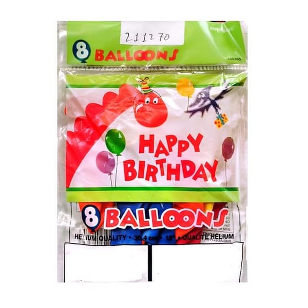 Unique Party Latex Happy Birthday Balloons (Pack of 8) Multicoloured One Size