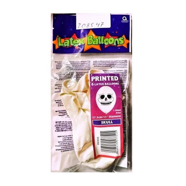 Amscan Latex Skull Balloons (Pack of 6) White One Size