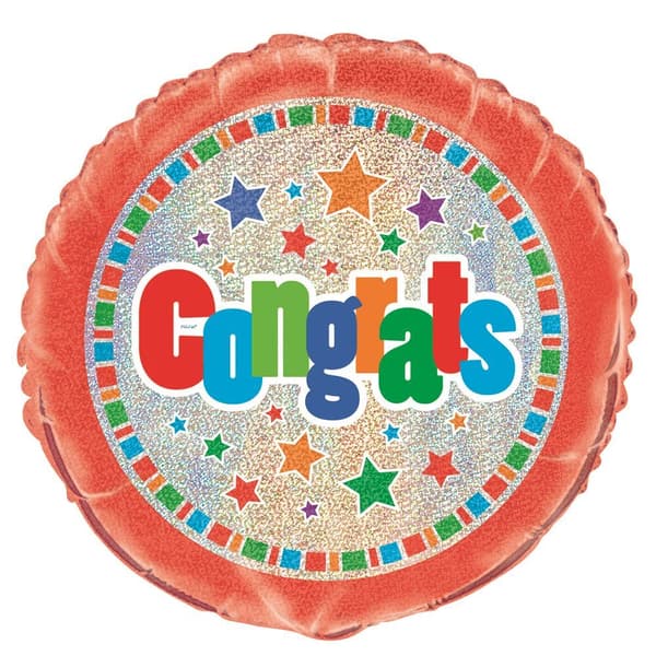 Unique Party Congrats Stars Foil Balloon Multicoloured One Size