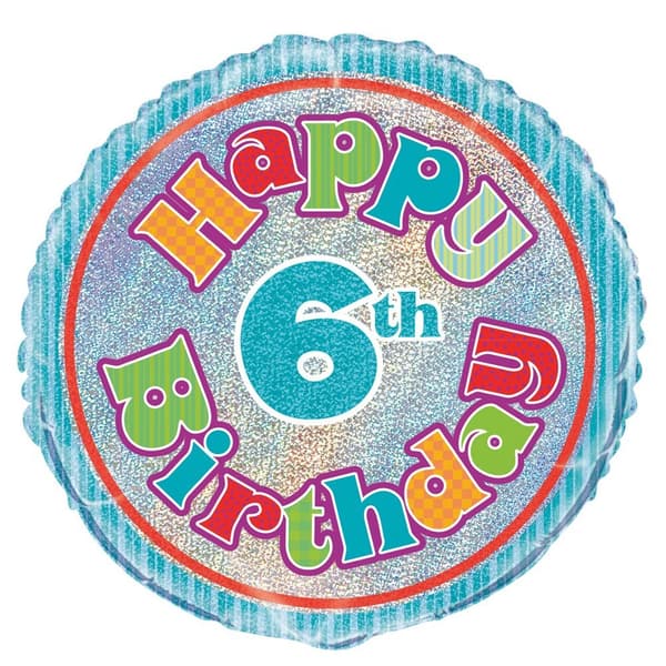 Unique Party Prism 6th Birthday Foil Balloon Multicoloured One Size