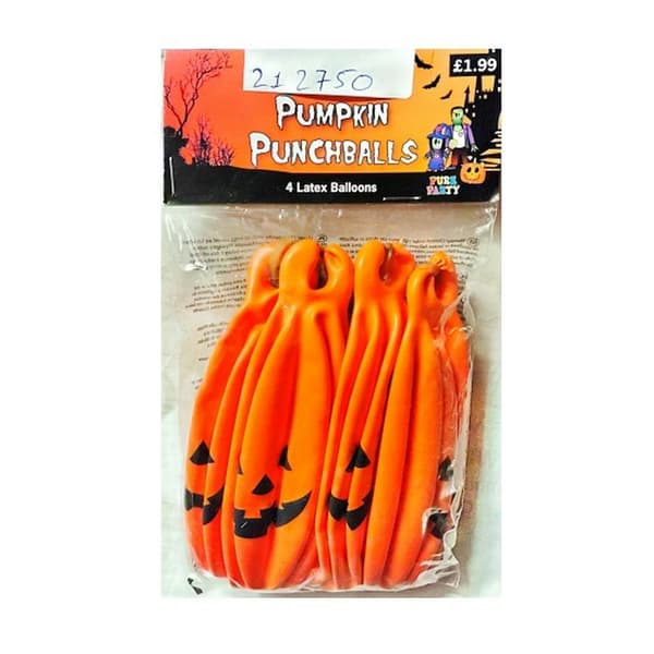 Pumpkin Punchballs Latex Balloons (Pack of 4) Orange/Black One Size