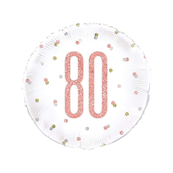 Unique Party Glitter 80th Foil Balloon Rose Gold One Size
