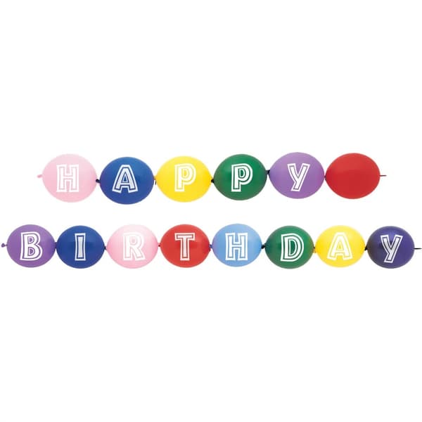 Unique Party Latex Happy Birthday Linking Balloons (Pack of 14) Multicoloured One Size