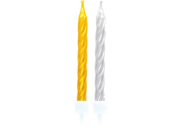 Amscan 551760, Sølv, Gult, 10 stykker, Candles, 63 mm