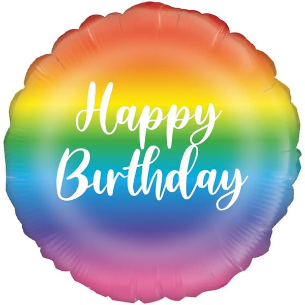 Oaktree Script Happy Birthday Foil Balloon Rainbow One Size