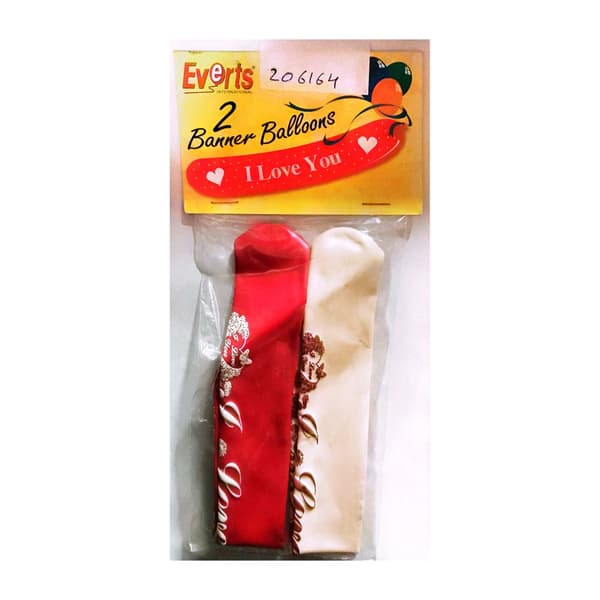 Everts I love You Banner Balloons (Pack of 2) Red/White One Size
