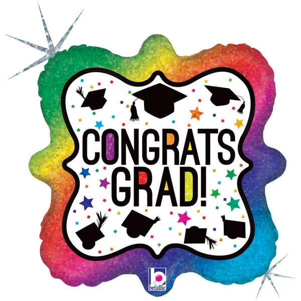 Oaktree Congrats Grad Holographic Foil Balloon Multicoloured One Size