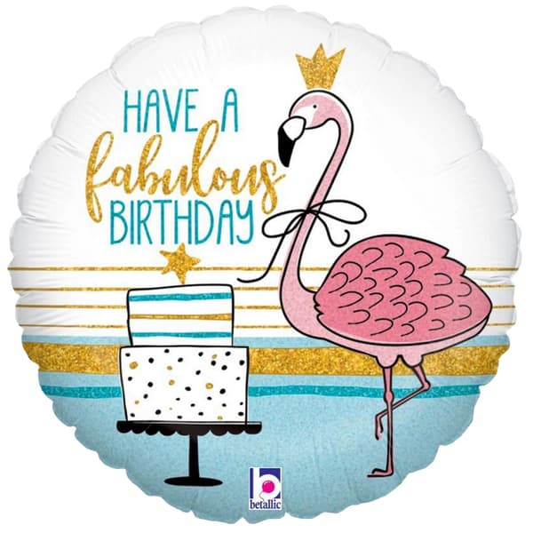Oaktree Fabulous Birthday Flamingo Foil Balloon White/Pink/Gold One Size