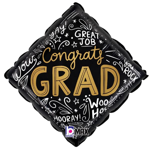 Oaktree Congrats Grad Text Folie Ballong Black/Gold/White One Size