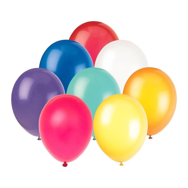 Unique Party Latex Plain Balloons (Pack of 72) Multicoloured One Size