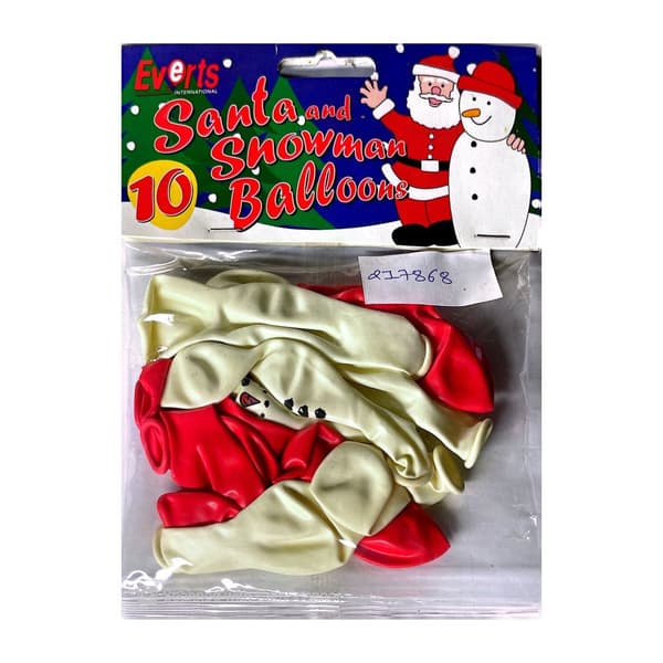 Everts Latex Santa And Snowman Balloons (Pack of 10) White/Red One Size