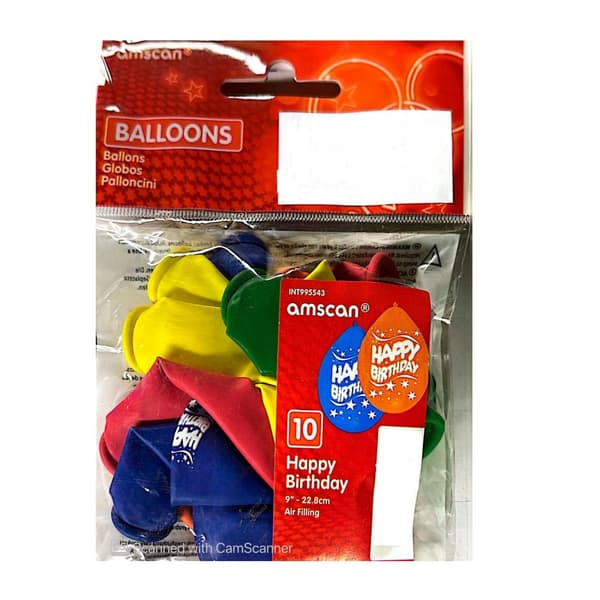 Amscan Latex Happy Birthday Ballonger (Förpackning med 10 st)