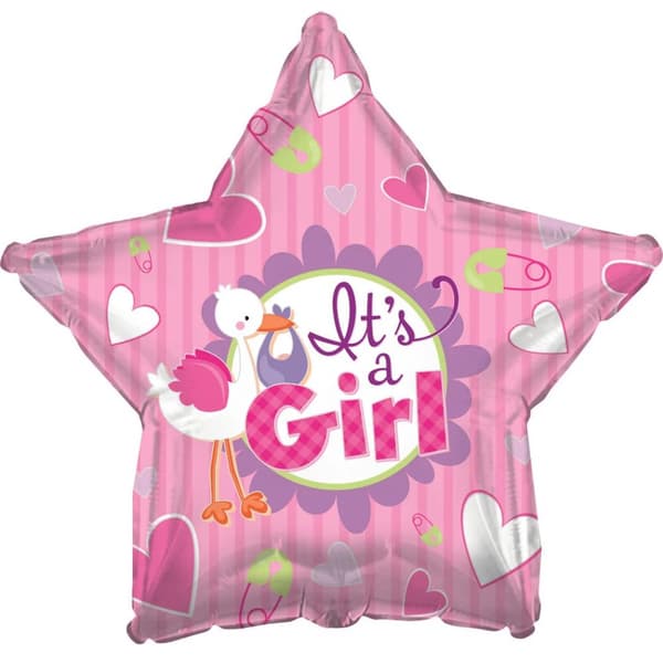 Creative Party It´s A Girl Star Foil Balloon Pink One Size