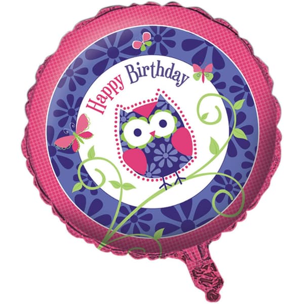 Creative Party Owl Happy Birthday Foil Balloon Pink/Blue/White One Size