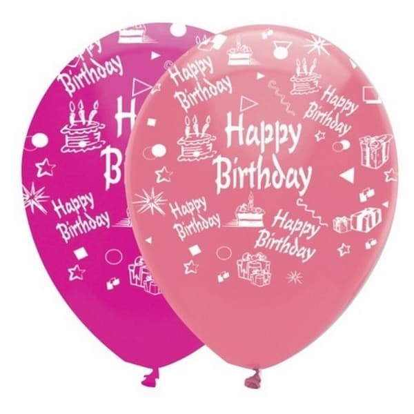 Creative Party Latex Happy Birthday Balloons (Pack of 6) Pink/White One Size