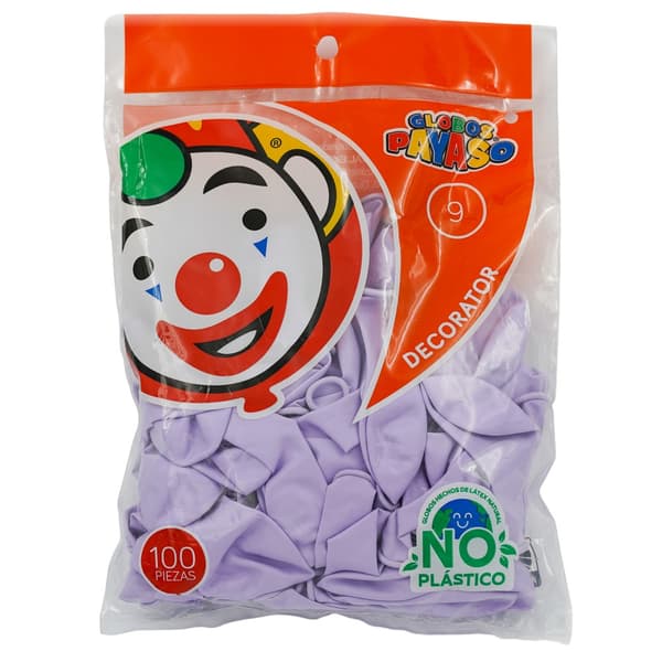 Globos Payaso Latex Plain Balloons (Pack of 100) Lilac One Size