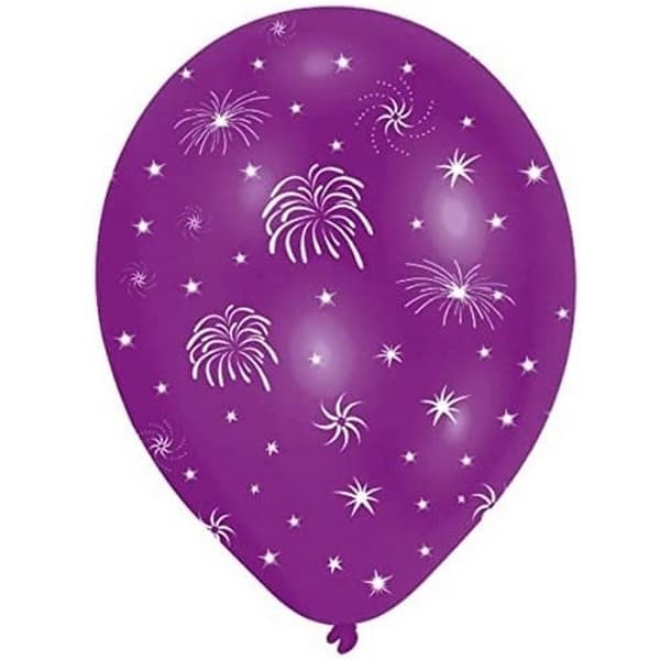 Amscan Latex Firework Balloons (Pack of 6) Purple One Size