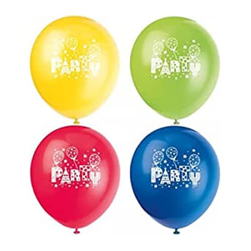 Unique Party Balloons (Pack Of 8) Yellow/Green/Blue/Red One Size