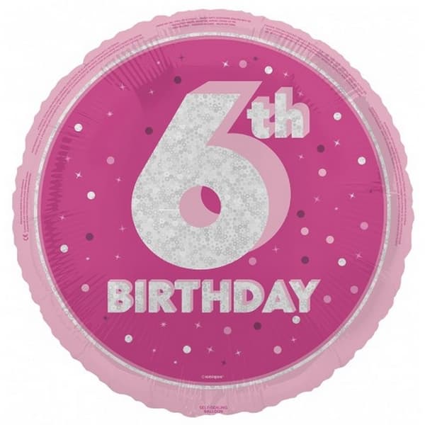 Unique Party Prismatic 6th Birthday Foil Balloon Pink One Size