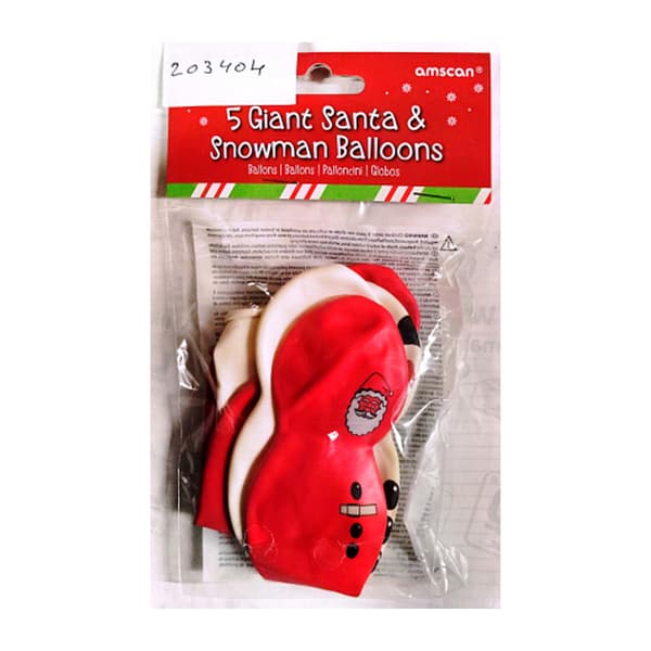 Amscan Latex Santa And Snowman Christmas Balloons (Pack of 5)