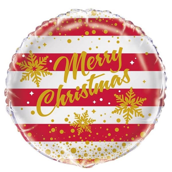 Stripe Detail Christmas Foil Balloon Red/White/Yellow One Size