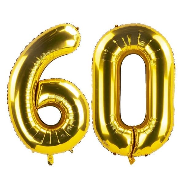 Sensations 60 Today Number Birthday Foil Balloon Gold One Size