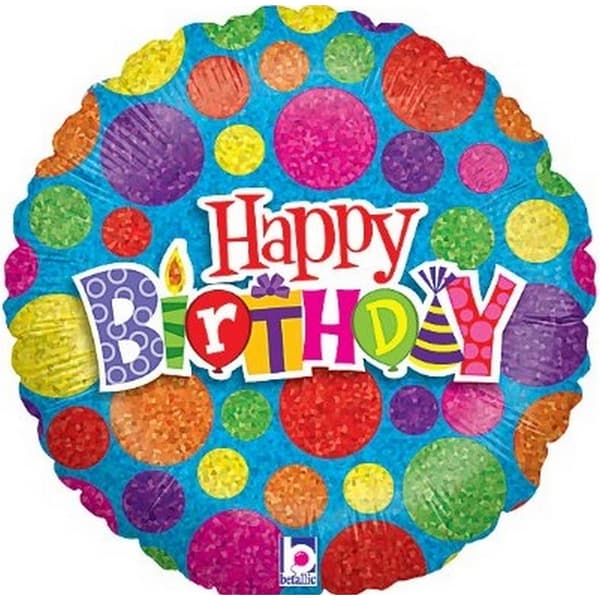 Oaktree Holographic Dotted Birthday Foil Balloon