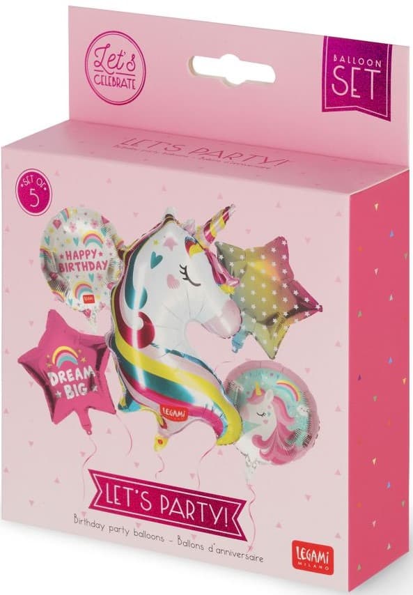 Folieballonger Let's Party Enhörning 5-pack Legami