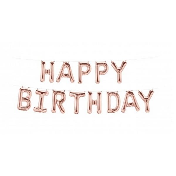 Eurowrap Letters Happy Birthday Foil Balloon Rose Gold One Size