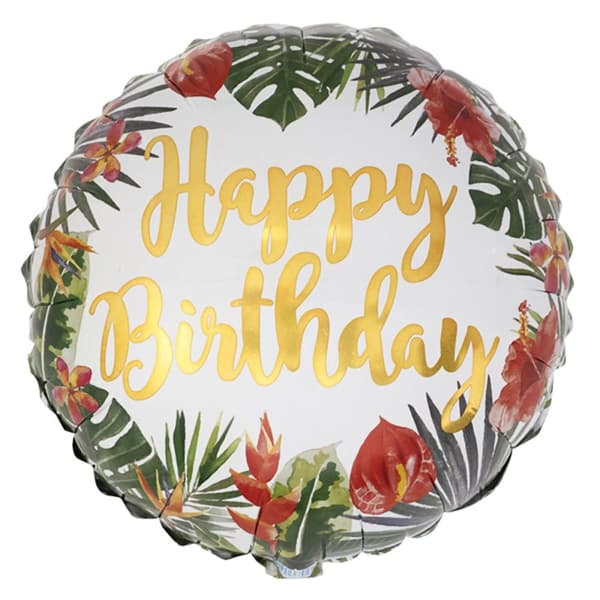 Oaktree Betallic Holographic Tropical Birthday Foil Balloon Green/White/Red One Size