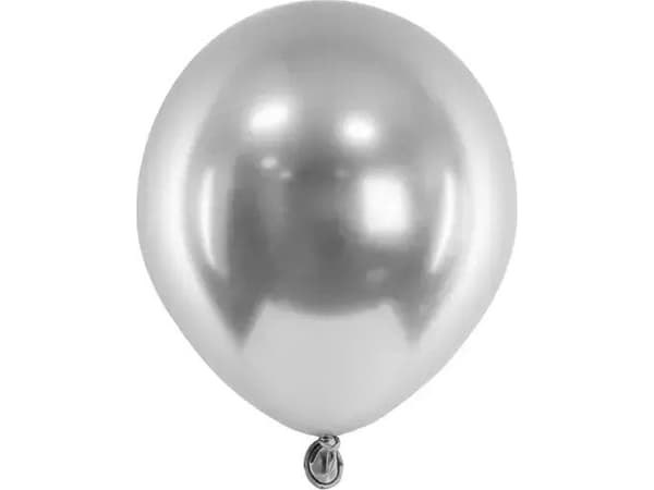 Sølv glossy ballon, 50 stk