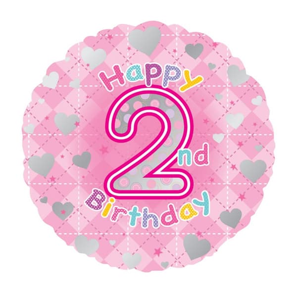 Iparty Happy 2nd Birthday Round Foil Balloon Pink One Size
