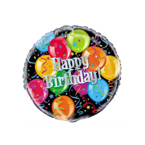 Unique Party Rund fødselsdag folieballon Black/Multicoloured One Size