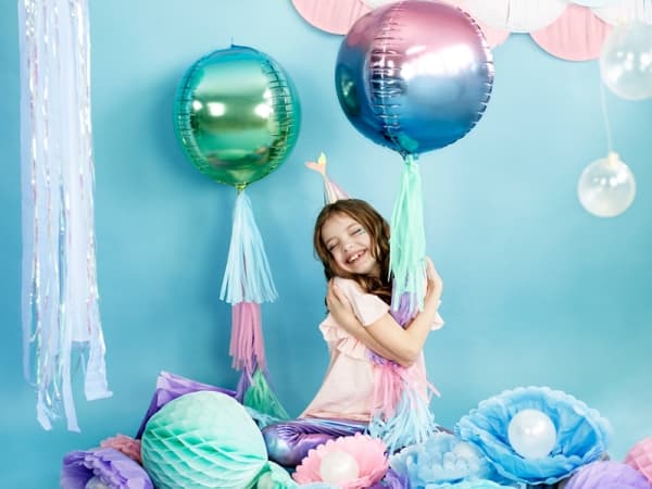 PartyDeco Ombre, Blå, Grønn, Rund, Folie, 35 cm, 50 stykker