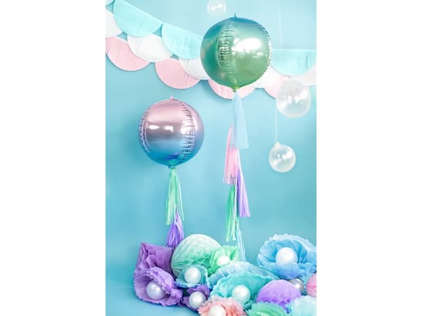 PartyDeco Ombre, Blå, Grønn, Rund, Folie, 35 cm, 50 stykker